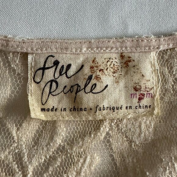 Free People Miles Of Lace Country Flare Dress Size Medium Ivory - Picture 6 of 7